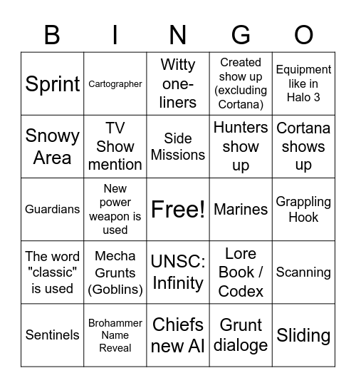 Infinite Reveal Bingo Card