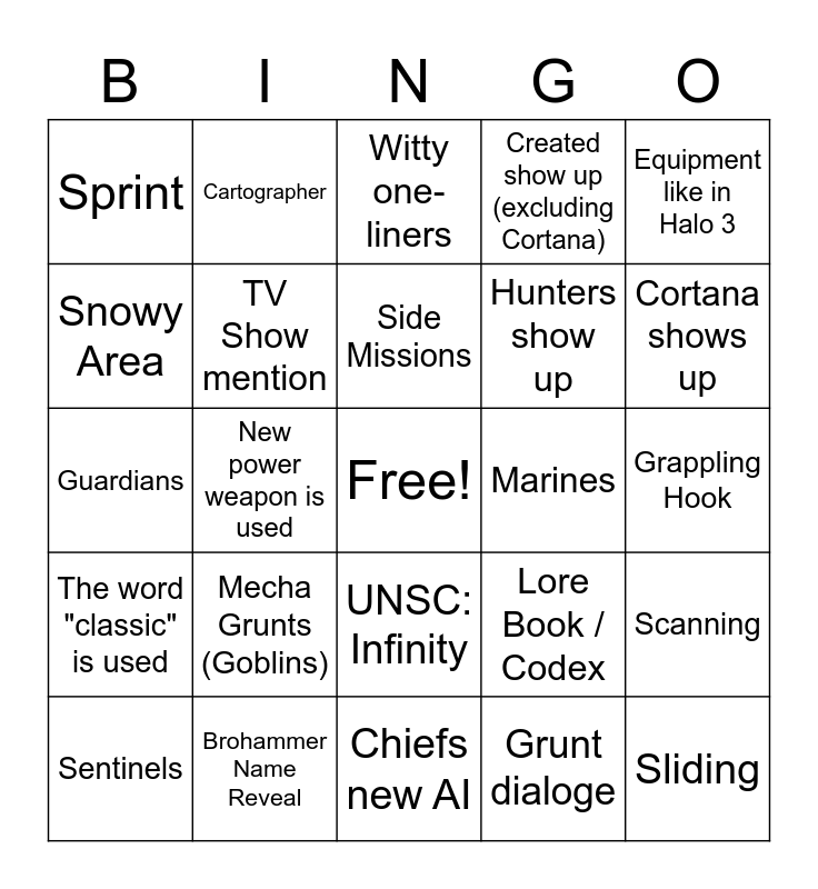 Infinite Reveal Bingo Card