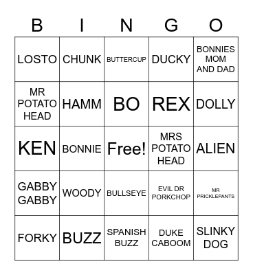 TOY STORY BINGO Card