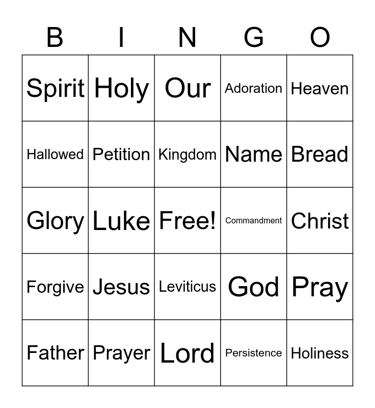 Sermon Bingo Card