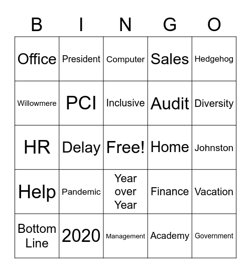 All employee Meeting Bingo Card