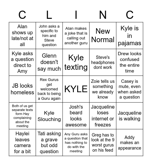 Clinic About A Clinc Bingo Card