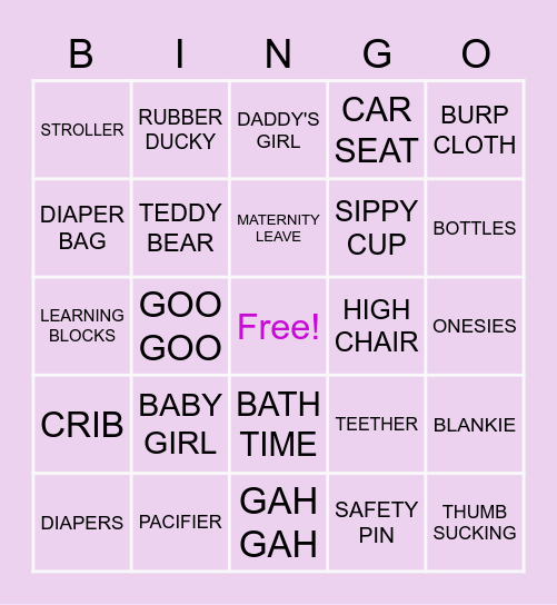 Megha & Vinay's Baby Shower! Bingo Card