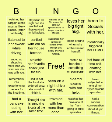 Happy Birthday Chi!! Bingo Card