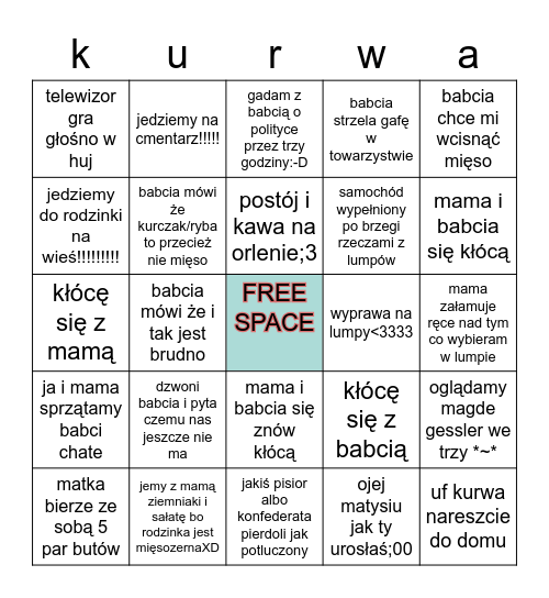 wyjazd do suwałk bingoXDXD Bingo Card