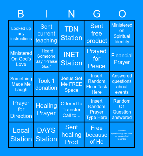 Phone Minister BINGO Card