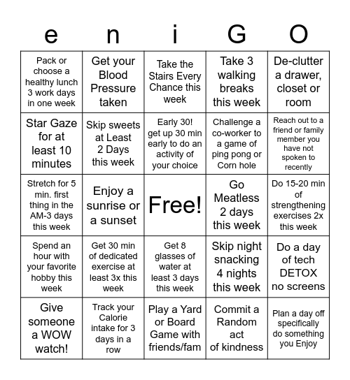 All Together Well - eni-GO Challenge Bingo Card