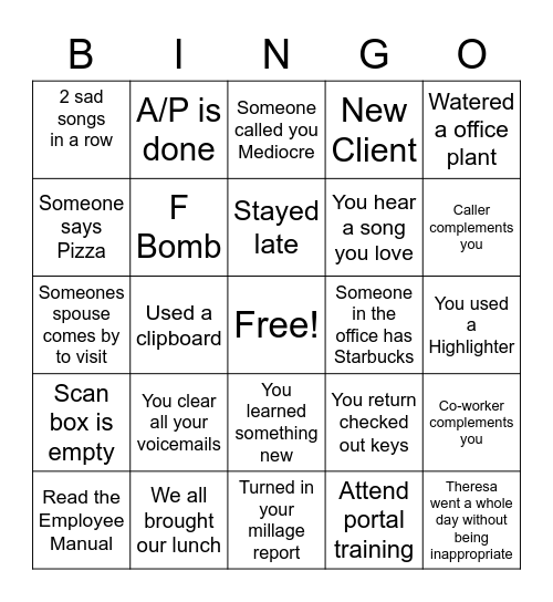 Office Bingo!!! Bingo Card