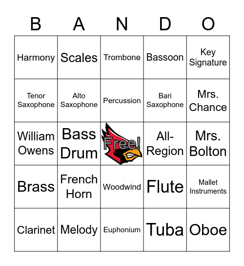 McLean Band Bingo! Bingo Card