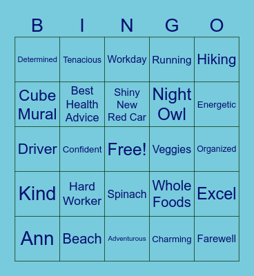 Goodbye Sweet Ann Bingo Card