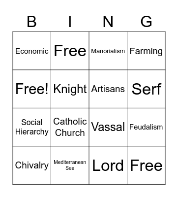 Feudal Europe Bingo Card