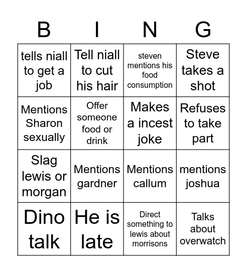 Steven bingo Card
