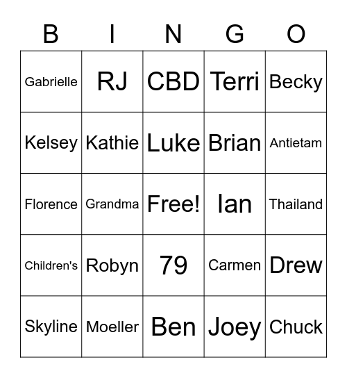 Butz Bingo Card