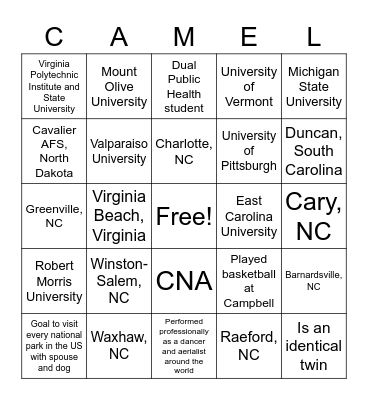 Class of 2022 Bingo! Bingo Card