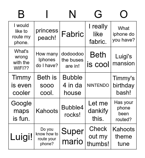 Bubble4bingoboogie Bingo Card