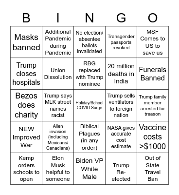 2020 Bingo Card