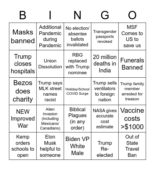 2020 Bingo Card