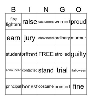 3rd Grade Reading Vocab Lessons 1-3 Bingo Card
