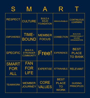 TEACHERS FEDERAL CREDIT UNION Bingo Card