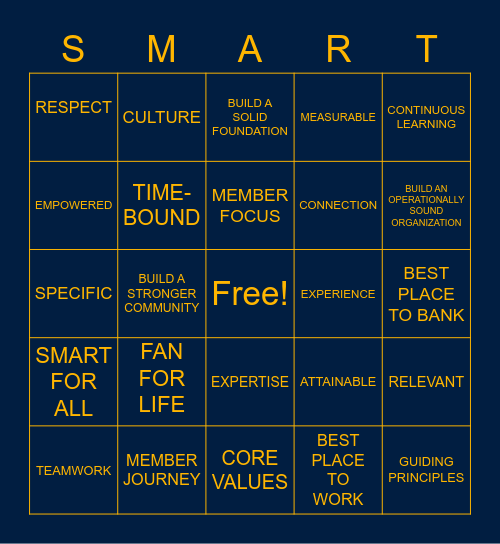 TEACHERS FEDERAL CREDIT UNION Bingo Card