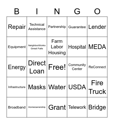 Montana RD Bingo #6 Bingo Card
