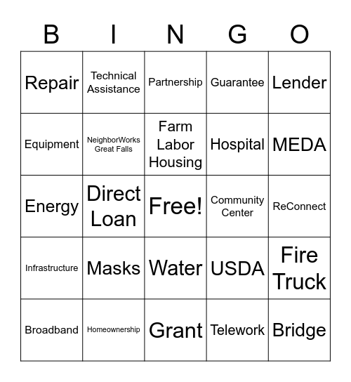 Montana RD Bingo #6 Bingo Card