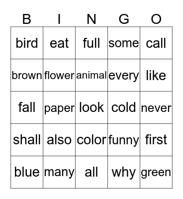 Theme 3 Bingo Card