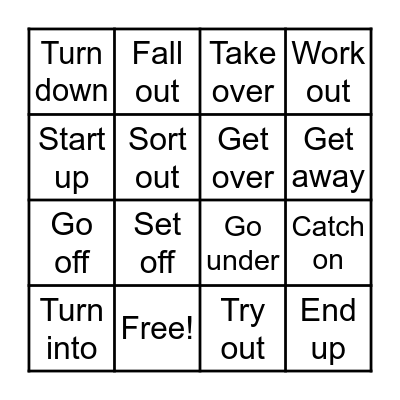 Phrasal Verbs Bingo Card
