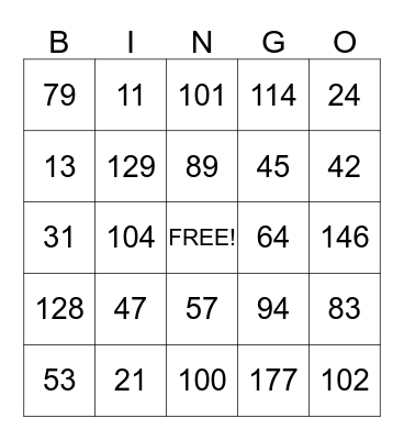 Family Bingo! Bingo Card