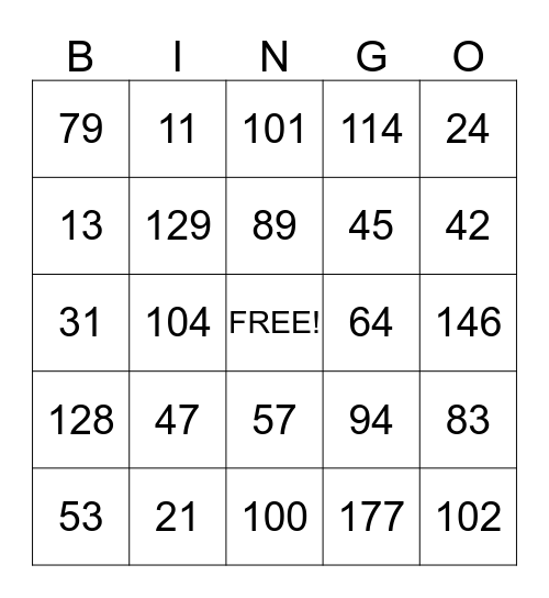 Family Bingo! Bingo Card