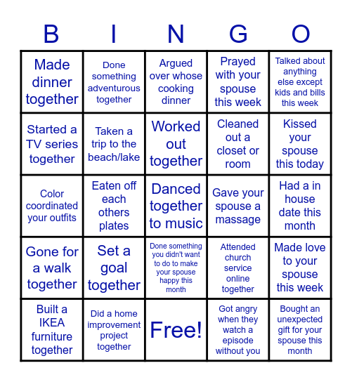 Life Group Couples Bingo Card