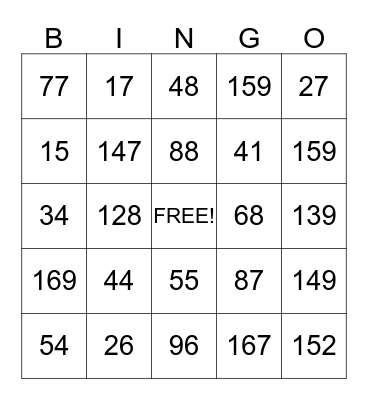 Family Bingo! Bingo Card