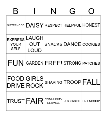 GIRL SCOUTS ROCK! :) Bingo Card