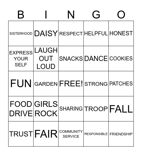 GIRL SCOUTS ROCK! :) Bingo Card