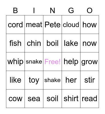 Brie's Game Bingo Card