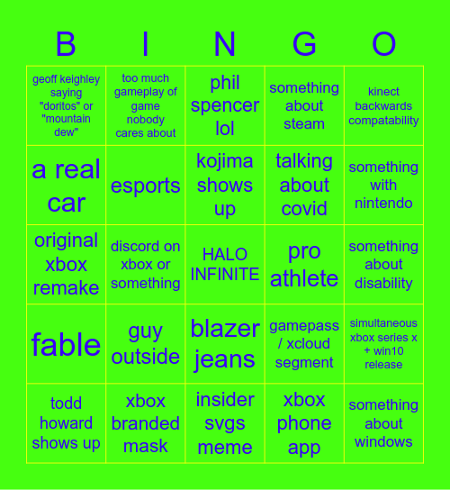 svgs xbox bingo Card