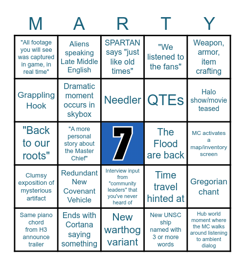 Halo Infinite Bingo Card