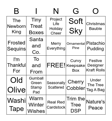 Stampin' UP Holly Jolly Christmas Bingo Card