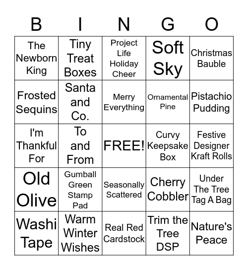 Stampin' UP Holly Jolly Christmas Bingo Card