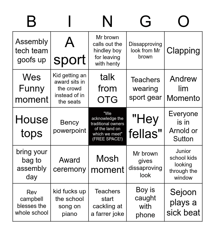 TGS HEADS ASSEMBLY BINGO Card