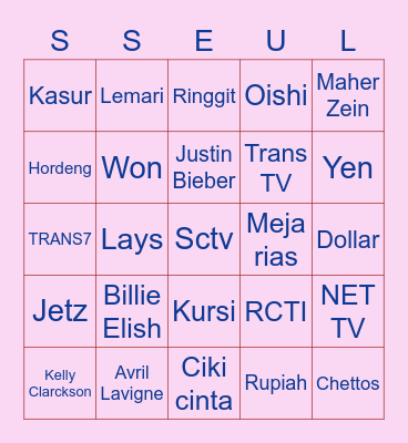 SEULGI Bingo Card