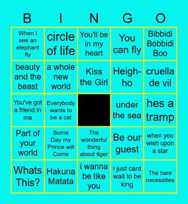 Disney Deliciousness Bingo Card