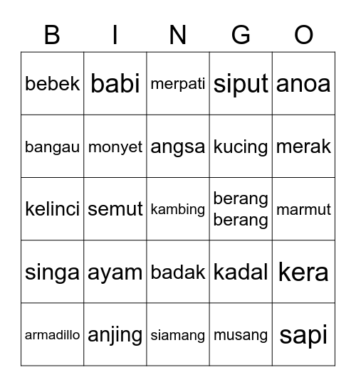 BINGO MENYESAL Bingo Card