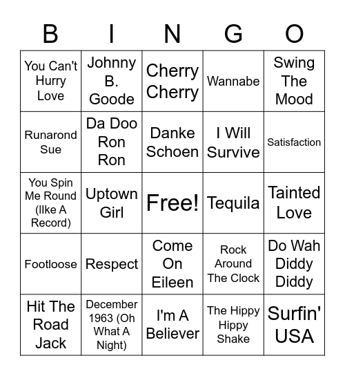 Classic Dance Bingo Card