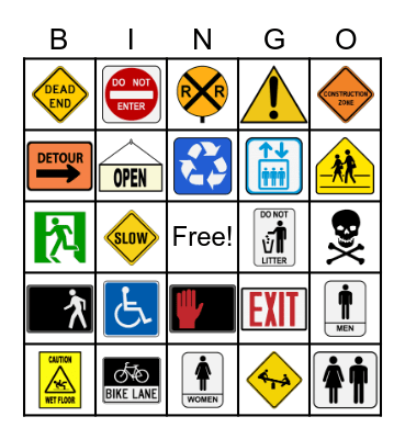 Community Safety Signs BINGO! Bingo Card