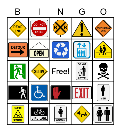 Community Safety Signs BINGO! Bingo Card