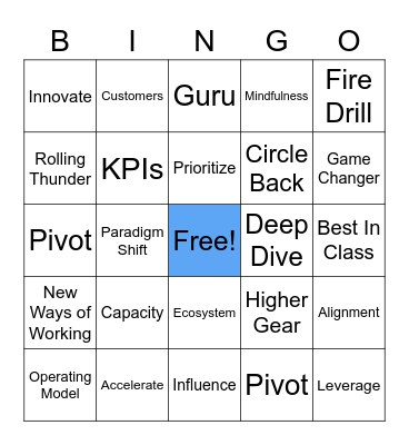 CX Leadership Meeting Bingo Card