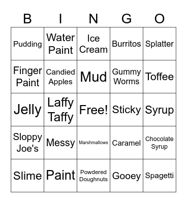 Messy Bingo! Bingo Card