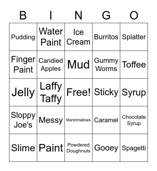 Messy Bingo! Bingo Card