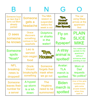 Ocean City 2020 BINGO! Bingo Card